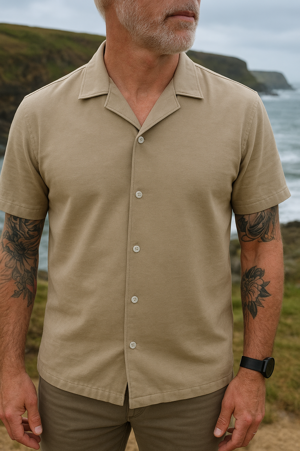 Men’s Organic Cotton Casual Bowling Style Shirt