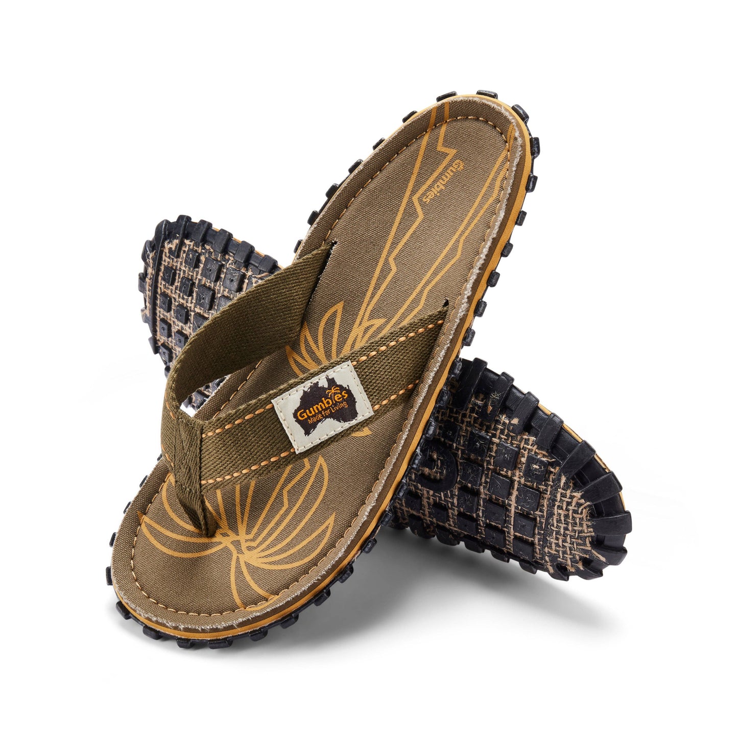 Gumbies Islander Flip Flops | Men’s Palm Leaf Khaki
