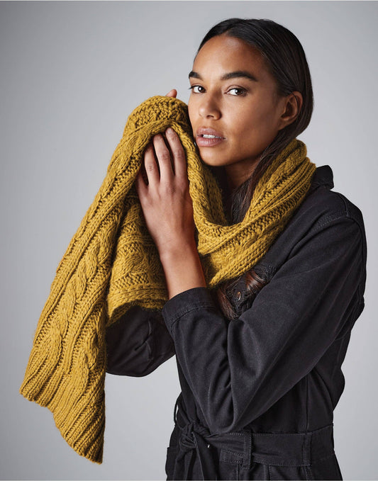 Beechfield Cable Knit Melange Scarf | Unisex | Heavyweight | Chunky | 4 Colours | One Size
