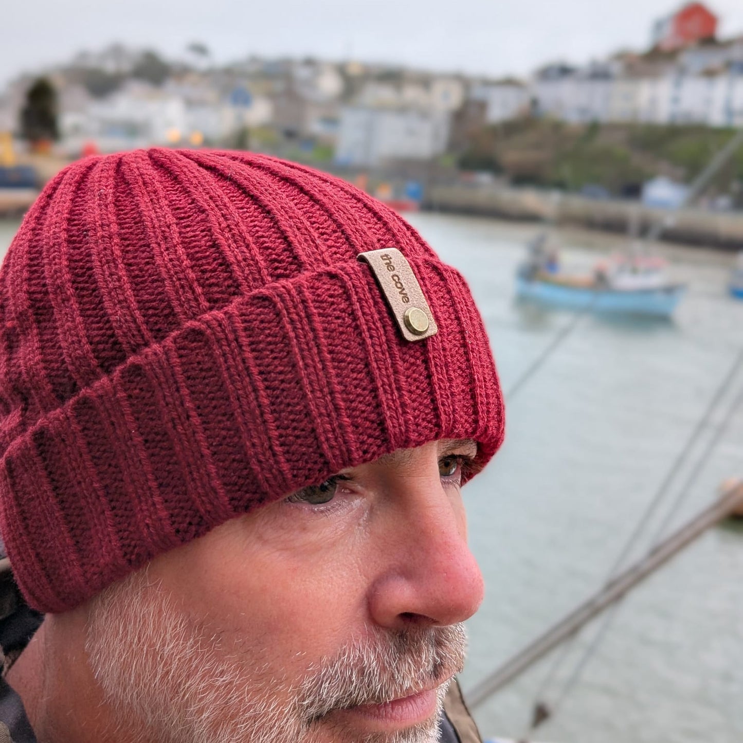 burgundy beanie hat