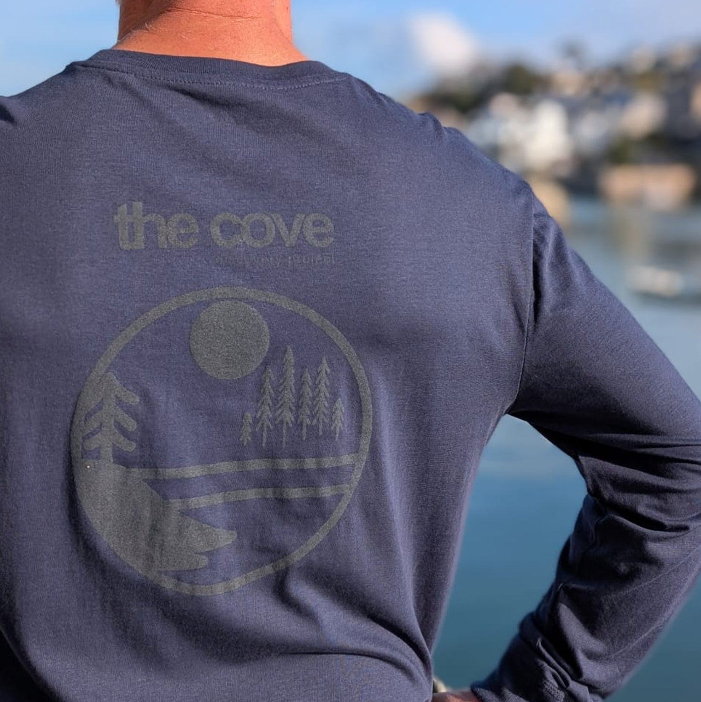 Organic cotton shirt, long sleeve, blue, Ethical fashion South Devon, sustainable beachwear, Ethical shirts UK, tee, Clothing for ocean lovers, Sustainable casual wear, Marine life-inspired clothing, Coastal lifestyle wear, unisex, mens, womens,