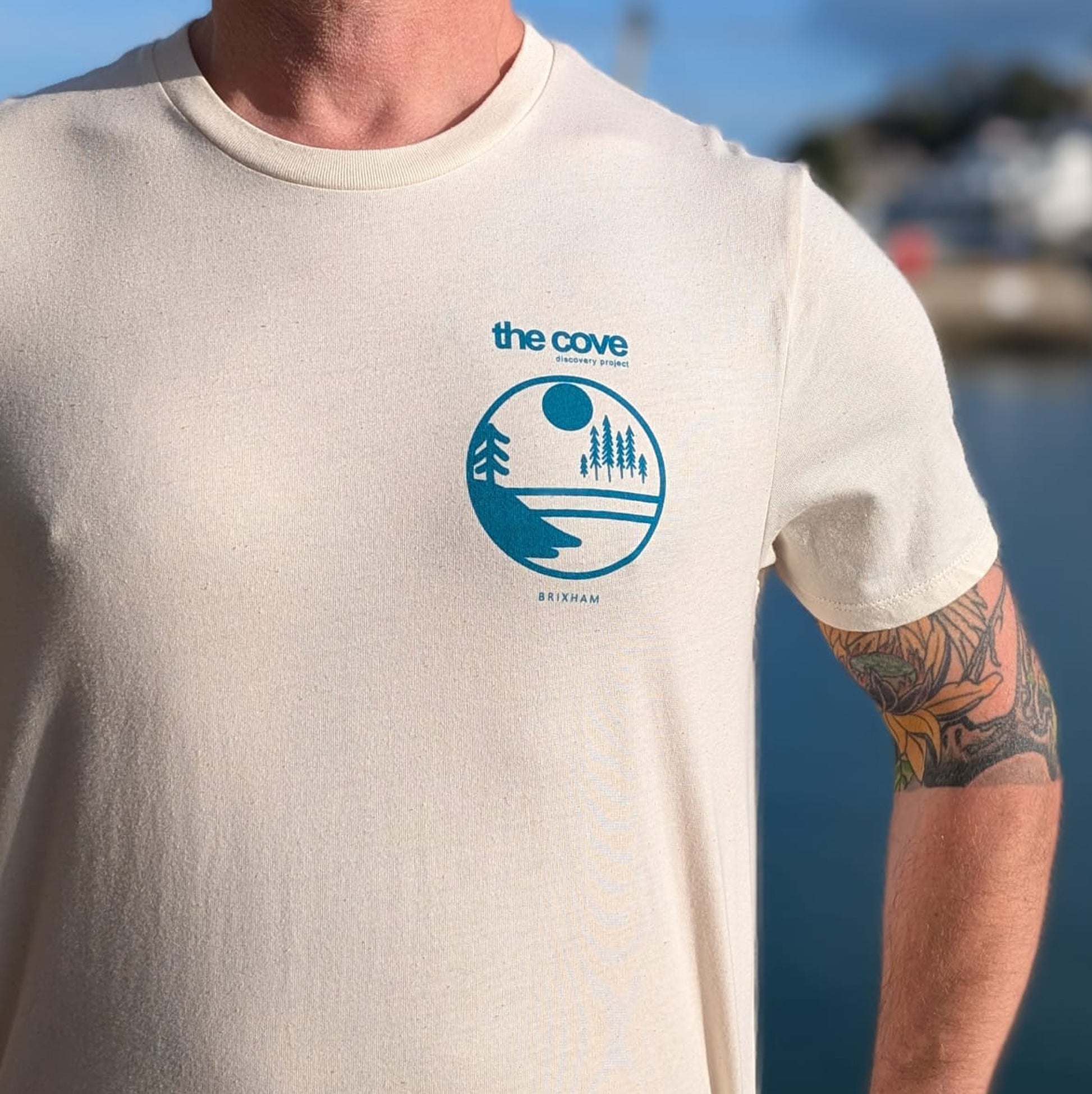 Organic cotton t-shirt, natural, white, cream, Ethical fashion South Devon, sustainable beachwear, Ethical t-shirts UK, tee, Clothing for ocean lovers, Sustainable casual wear, Marine life-inspired clothing, Coastal lifestyle wear, unisex, mens, womens,