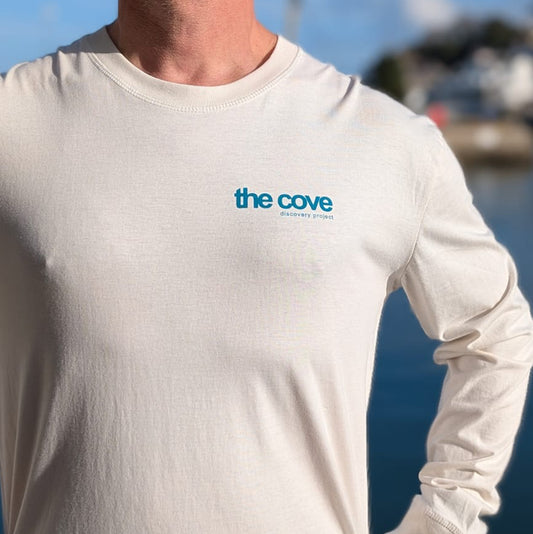 Organic cotton shirt, long sleeve, , natural, cream, white, Ethical fashion South Devon, sustainable beachwear, Ethical shirts UK, tee, Clothing for ocean lovers, Sustainable casual wear, Marine life-inspired clothing, Coastal lifestyle wear, unisex, mens, womens,