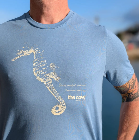 Organic cotton t-shirts, Ethical fashion South Devon, sustainable beachwear, Ethical t-shirts UK, tee, grey seal, Clothing for ocean lovers, Sustainable casual wear, Marine life-inspired clothing, Coastal lifestyle wear, unisex, mens, womens, seahorse,