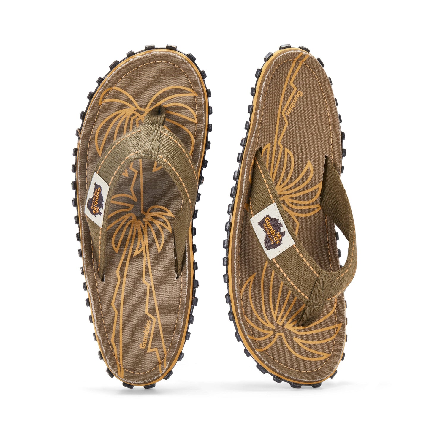 Gumbies Islander Flip Flops | Men’s Palm Leaf Khaki