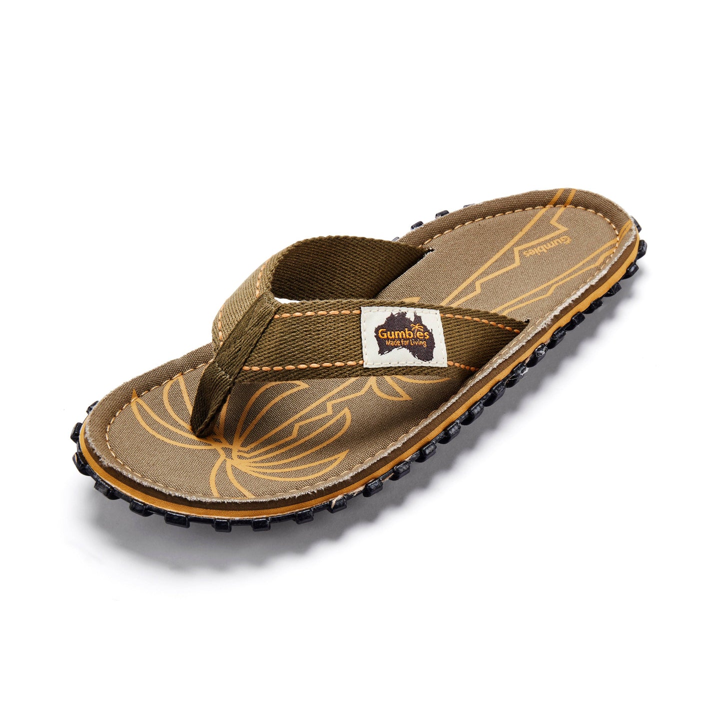Gumbies Islander Flip Flops | Men’s Palm Leaf Khaki