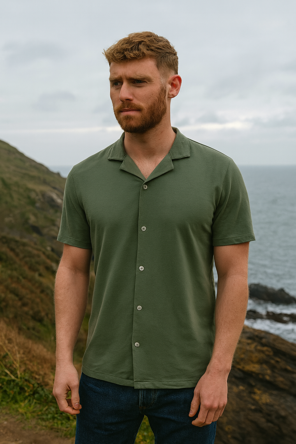 Men’s Organic Cotton Casual Bowling Style Shirt