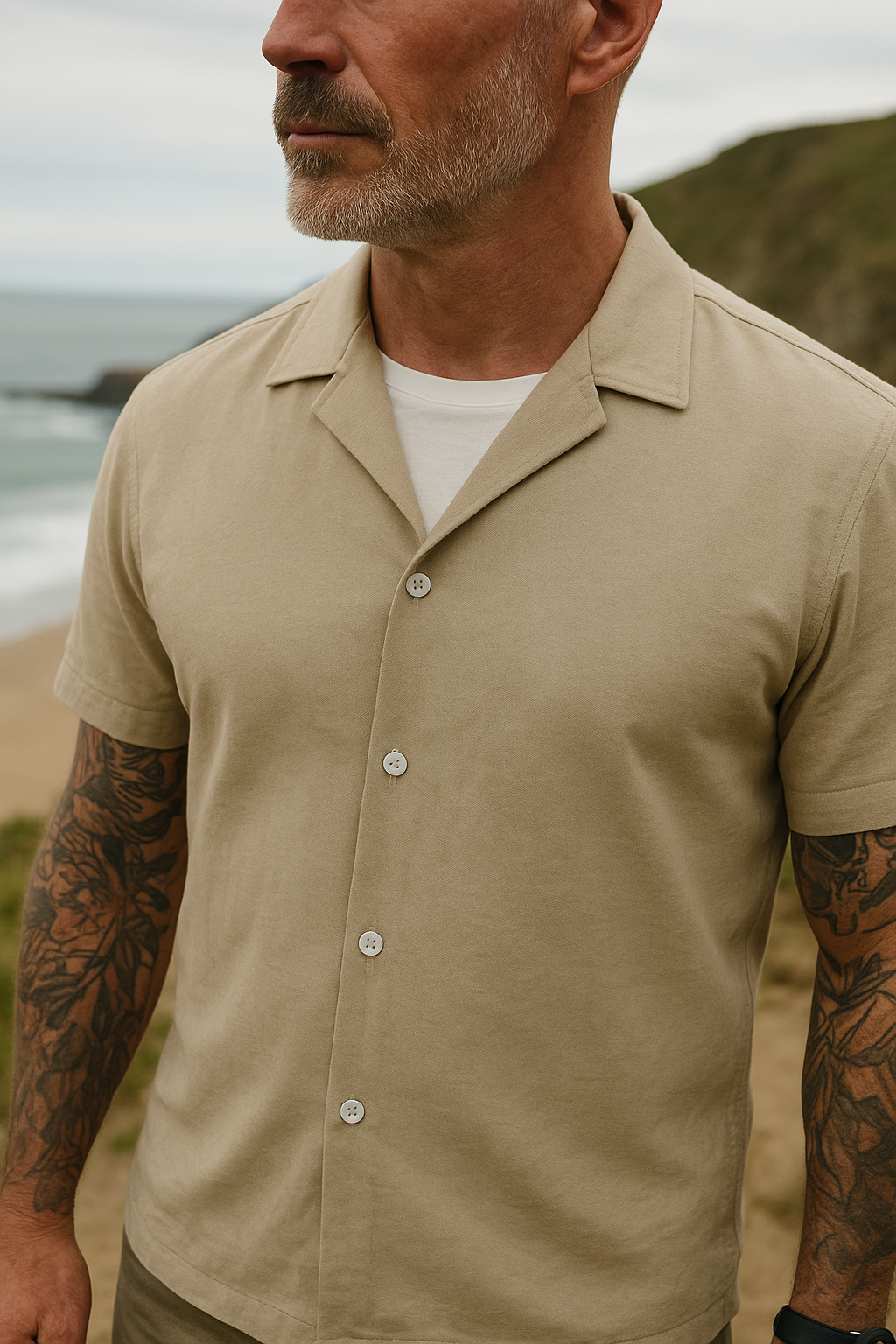 Men’s Organic Cotton Casual Bowling Style Shirt